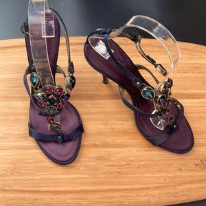 VINTAGE GLAM!!! Giuseppe encrusted purple, blue and pink stone heels.